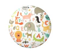 Badge rond en fer blanc imprimé sur un seul côté de l'alphabet du zoo - 6 cm - Parfait pour une décoration personnelle et un cadeau, taille unique, Métal