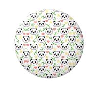 Badge rond en fer blanc imprimé sur un seul côté de panda mignon en forme d'étoile de bambou imprimé sur un seul côté, parfait pour décoration personnelle et cadeau, taille unique, Métal