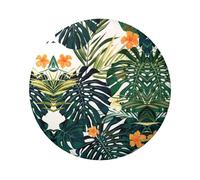 Badge rond en fer blanc imprimé sur un seul côté, motif floral hawaïen, feuilles de palmier, 6 cm, parfait pour décoration personnelle et cadeau, taille unique, Métal