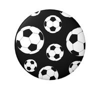 Badge rond en fer blanc imprimé sur un seul côté - Motif football noir - 6 cm - Parfait pour une décoration personnelle et un cadeau, taille unique, Métal