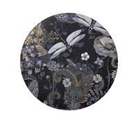 Badge rond en fer blanc imprimé sur un seul côté, motif libellules grises 6 cm, parfait pour une décoration personnelle et un cadeau, taille unique, Métal