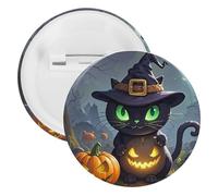 Badge rond en fer blanc personnalisé en forme de chat pour Halloween, grand bouton artisanal adapté pour les enseignants, les infirmières, les médecins, le personnel, accessoires de cadeau de fête
