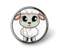 Badge rond en forme d'agneau mignon en émail broche bouton broche personnalisée vêtements décoration unisexe porte-badge chapeaux sacs chemises décoration