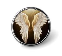 Badge rond en forme d'aile d'ange, 2,5 cm, durable et résistant à la décoloration, polyvalent en métal, broche décorative légère pour vêtements, accessoires, cadeaux personnalisés