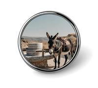 Badge rond en forme d'âne tirant un moulin pour homme et femme, épingles à revers élégantes et durables, badges en métal légers pour chemises, vestes, chapeaux