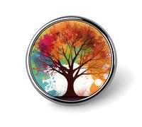 Badge rond en forme d'arbre coloré pour homme et femme, durable et élégant, badges en métal léger pour chemises, vestes, chapeaux