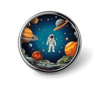 Badge rond en forme d'astronaute de fusée spatiale, 2,5 cm, durable et résistant à la décoloration, polyvalent, broche décorative légère pour vêtements, accessoires, cadeaux personnalisés