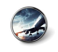 Badge rond en forme d'avion - Épinglette en émail - Broche à boutons - Décoration personnalisée pour vêtements - Unisexe - Porte-badge, chapeaux, sacs, chemises