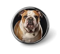 Badge rond en forme de bouledogue anglais en émail mignon broche bouton broche personnalisée vêtements décoration unisexe porte-badge chapeaux sacs chemises décoration