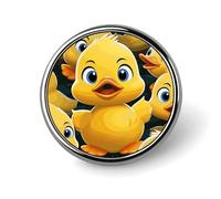 Badge rond en forme de canard mignon en émail pour décoration de vêtements, chapeaux, sacs, chemises