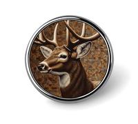 Badge rond en forme de cerf sur fond marron pour homme et femme, durable et élégant, badges en métal léger pour chemises, vestes, chapeaux