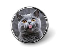 Badge rond en forme de chat bleu pour homme et femme, durable et élégant, badges en métal léger pour chemises, vestes, chapeaux