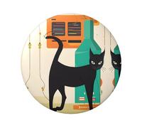 Badge rond en forme de chat d'art moderne du milieu du siècle - Design en fer blanc durable avec impression sur un seul côté, parfait pour les cadeaux personnalisés et la décoration de vêtements