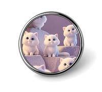 Badge rond en forme de chat mignon et adorable pour homme et femme, durable et élégant, badges en métal léger pour chemises, vestes, chapeaux