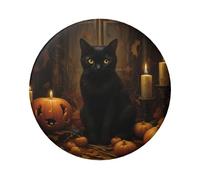 Badge rond en forme de chat noir - Lot de plusieurs broches rondes de 6 cm - Épingles décoratives rondes durables pour vêtements et accessoires, taille unique, Fer