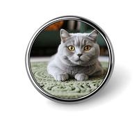 Badge rond en forme de chat sur tapis - Épinglette en émail - Broche à boutons - Décoration personnalisée pour vêtements - Unisexe - Porte-badge, chapeaux, sacs, chemises