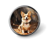 Badge rond en forme de chien Corgi - Jolie broche décorative pour chapeaux, vestes, vêtements, bijoux, accessoires pour fête de mariage