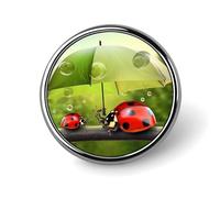 Badge rond en forme de coccinelle tenant des parapluies en émail mignon - Broche à boutons - Décoration personnalisée pour vêtements - Porte-badge unisexe - Pour chapeaux, sacs, chemises