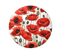 Badge rond en forme de coquelicot rouge - Design en fer blanc durable avec impression sur un seul côté, parfait pour les cadeaux personnalisés et la décoration de vêtements, taille unique