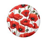 Badge rond en forme de coquelicot rouge - Design en fer blanc durable avec impression sur un seul côté, parfait pour les cadeaux personnalisés et la décoration de vêtements, taille unique