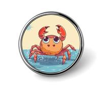 Badge rond en forme de crabe de dessin animé d'été mignon en émail broche bouton broche personnalisée vêtements décoration unisexe porte-badge chapeaux sacs chemises décoration