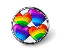 Badge rond en forme de cœurs colorés arc-en-ciel pour vêtements, sacs, chapeaux, décorations de fête, accessoires pour homme et femme