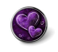 Badge rond en forme de cœurs violets - En émail - Broche à boutons - Décoration personnalisée pour vêtements - Unisexe - Porte-badge, chapeaux, sacs, chemises