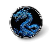 Badge rond en forme de dragon chinois bleu personnalisé, léger et durable, insigne en fer blanc pour chapeau, vêtements, sac à dos, épingles décoratives, circulaire, alliage d'aluminium