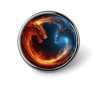Badge rond en forme de dragons de feu et de glace en émail pour décoration de vêtements, chapeaux, sacs, chemises