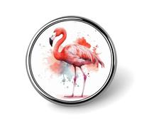 Badge rond en forme de flamant rose aquarelle - Jolie broche décorative pour chapeaux, vestes, vêtements, bijoux, accessoires pour fête de mariage
