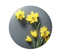 Badge rond en forme de fleur de narcisse - Design en fer blanc durable avec impression sur un seul côté, parfait pour les cadeaux personnalisés et la décoration de vêtements, taille unique