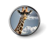 Badge rond en forme de girafe portant des lunettes de soleil pour homme et femme, épingle à revers élégante et durable, badge en métal léger pour chemises, vestes, chapeaux