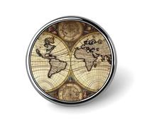 Badge rond en forme de globe terrestre antique pour homme et femme, durable et élégant, badges en métal léger pour chemises, vestes, chapeaux