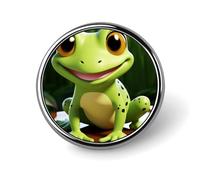 Badge rond en forme de grenouille mignonne en émail pour décoration de vêtements, chapeaux, sacs, chemises