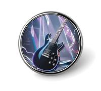 Badge rond en forme de guitare électrique magique pour homme et femme, durable et élégant, badges en métal léger pour chemises, vestes, chapeaux