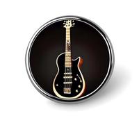 Badge rond en forme de guitare noire, 25 mm / 1 pouce, pièces détachées, porte-épingles classiques, boutons pour chemises et vêtements, broche personnalisée