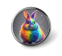 Badge rond en forme de lapin arc-en-ciel mignon en émail broche bouton broche personnalisée vêtements décoration unisexe porte-badge chapeaux sacs chemises décoration
