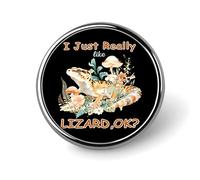 Badge rond en forme de lézard, reptile, animal, à épingler ou à porter à la boutonnière. Idéal pour hommes et femmes. Dimensions : 2,5 cm (1 pouce).