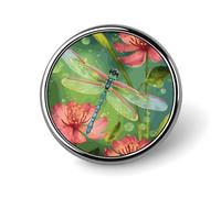 Badge rond en forme de libellules et de fleurs - Jolie broche décorative pour chapeaux, vestes, vêtements, bijoux, accessoires pour fête de mariage