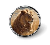 Badge rond en forme de lion de prairie en émail - Broche à boutons - Décoration personnalisée pour vêtements - Unisexe - Porte-badge, chapeaux, sacs, chemises
