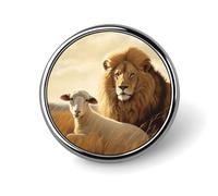 Badge rond en forme de lion et mouton - Jolie broche pour chapeaux, vestes - Décoration personnalisée - Accessoires de bijoux pour fête de mariage