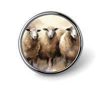 Badge rond en forme de mouton aquarelle mignon en émail broche bouton broche personnalisée vêtements décoration unisexe porte-badge chapeaux sacs chemises décoration
