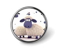 Badge rond en forme de mouton - Épinglette en émail - Broche à boutons - Décoration personnalisée pour vêtements - Unisexe - Porte-badge, chapeaux, sacs, chemises