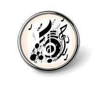 Badge rond en forme de note de musique - En émail - Broche à boutons - Décoration personnalisée pour vêtements - Unisexe - Porte-badge pour chapeaux, sacs, chemises