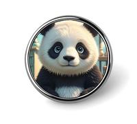 Badge rond en forme de panda animé pour homme et femme, épingle à revers élégante et durable, badge en métal léger pour chemises, vestes, chapeaux