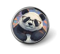 Badge rond en forme de panda avec une tête inclinée - En émail - Décoration personnalisée pour vêtements - Unisexe - Porte-badge, chapeaux, sacs, chemises