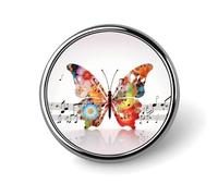 Badge rond en forme de papillon musical pour homme et femme, épingles à revers élégantes et durables, badges en métal légers pour chemises, vestes, chapeaux