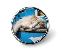 Badge rond en forme de petit chat endormi - Jolie broche décorative pour chapeaux et vestes - Accessoire de bijoux pour fête de mariage