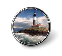Badge rond en forme de phare de mer mignon en émail broche bouton broche personnalisée vêtements décoration unisexe porte-badge chapeaux sacs chemises décoration