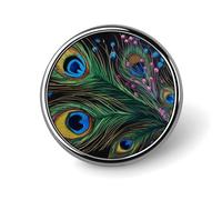 Badge rond en forme de plume de paon - Jolie broche décorative pour chapeaux, vestes, vêtements, bijoux, accessoires pour fête de mariage